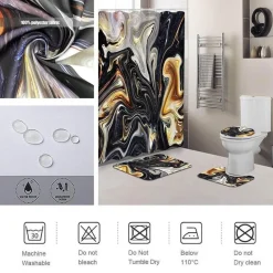 Aqua Essence Badezimmer-Ibiza Duschvorhang-Set – Schwarzes tropisches Dekor