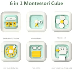 DecorOfficial Babyspielzeug-6-in-1 Montessori Busy Cube – Pädagogisches Sensorikspielzeug für Kleinkinder