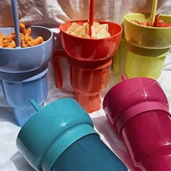The Decor Haven Küche & Esszimmer|Outdoor-Artikel-2-in-1 Snack- und Getränkehalter Cup