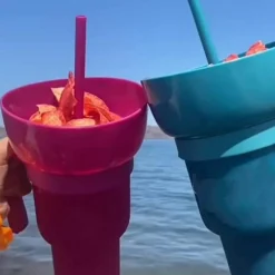 The Decor Haven Küche & Esszimmer|Outdoor-Artikel-2-in-1 Snack- und Getränkehalter Cup