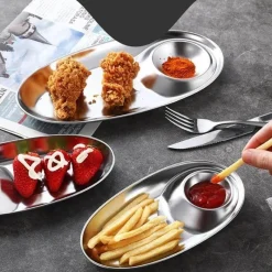 The Culinary Kit Küche & Esszimmer-2-in-1 Snackteller - Doppelteller für Dips und Snacks