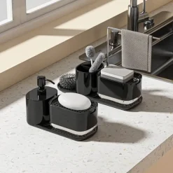 Aqua Essence Badezimmer-3-in-1 Soap Dispenser Set - Multi-Purpose Bathroom Organizer