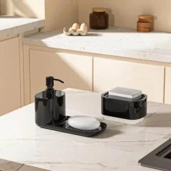 Aqua Essence Badezimmer-3-in-1 Soap Dispenser Set - Multi-Purpose Bathroom Organizer
