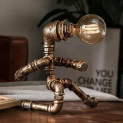 Comfort u0026 Style Beleuchtung-Industrial Robot Table Lamp - Iron Pipe Human Design