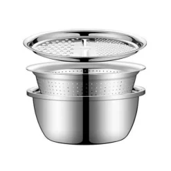 Deco Küche & Esszimmer-3-in-1-Gemüseschneider aus Edelstahl mit Abtropfkorb