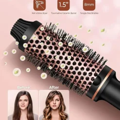 PureGlow Frauenpflege|Körperpflege-3-in-1-Ionen-Lockenwickler und Glätteisen – Professionelle beheizte Stylingbürste und Lockenstab mit Verbrühschutz