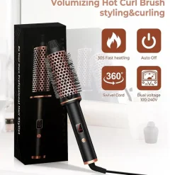 PureGlow Frauenpflege|Körperpflege-3-in-1-Ionen-Lockenwickler und Glätteisen – Professionelle beheizte Stylingbürste und Lockenstab mit Verbrühschutz