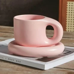 Plates u0026 More Küche & Esszimmer-Ink Splash Keramikbecher-Set mit ovalem Teller – 400 ml Fassungsvermögen