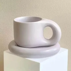 Plates u0026 More Küche & Esszimmer-Ink Splash Keramikbecher-Set mit ovalem Teller – 400 ml Fassungsvermögen