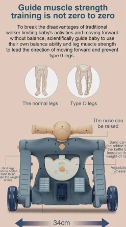 Kinder The Decor Haven Kinderwagen & Zubehör-3-in-1-Lauflernwagen für Babys – Anti-Rollover-Wagen