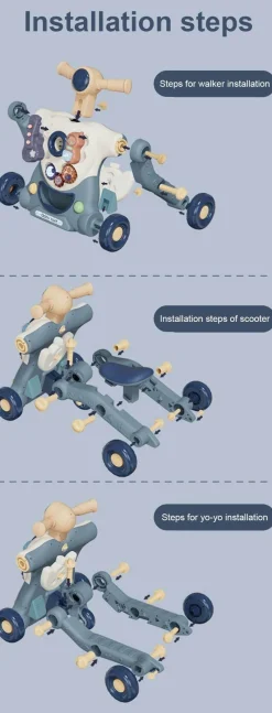 Kinder The Decor Haven Kinderwagen & Zubehör-3-in-1-Lauflernwagen für Babys – Anti-Rollover-Wagen