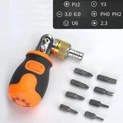 Cozy Living Outdoor & Garten|Heimwerkzeuge-8-in-1-Mini-Ratschenschraubendreher mit Magnet – Tragbares Werkzeug