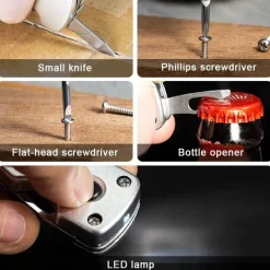 The Outdoor Vault Camping Im Freien|Heimwerkzeuge-6-in-1-Multitool-Schlüsselanhänger aus Edelstahl – Adventure Essential