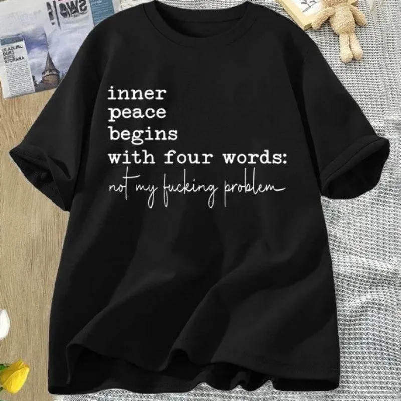 Damen Everly u0026 Lace Damenbekleidung-Inner Peace Beings mit vier Wörtern Lustiges T-Shirt