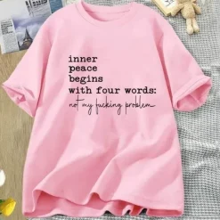 Damen Everly u0026 Lace Damenbekleidung-Inner Peace Beings mit vier Wörtern Lustiges T-Shirt