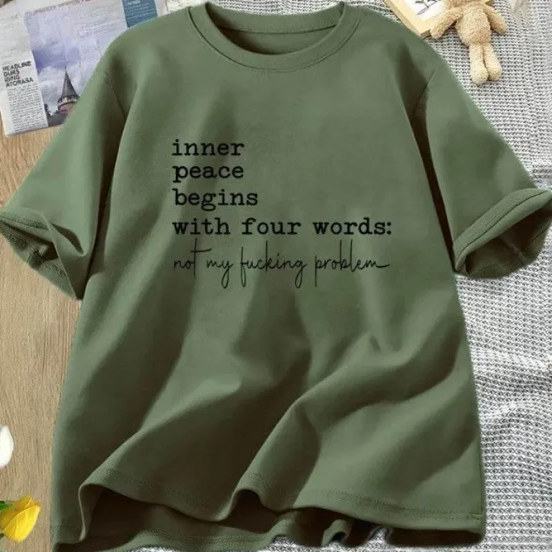 Damen Everly u0026 Lace Damenbekleidung-Inner Peace Beings mit vier Wörtern Lustiges T-Shirt