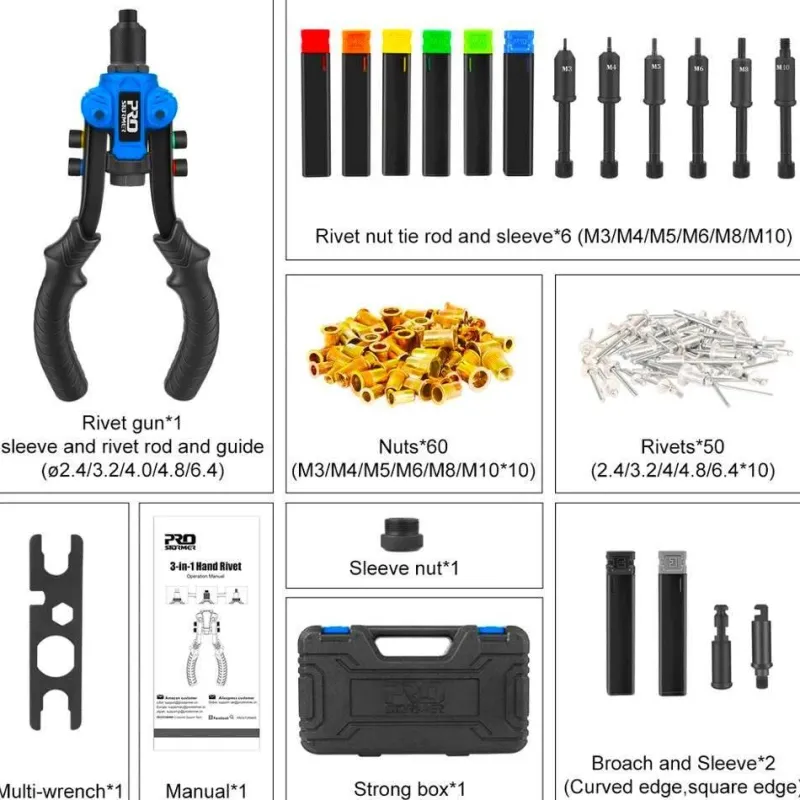 Roam Ready Outdoor-Artikel|Heimwerkzeuge-3-in-1-Nietmuttern-Werkzeugsatz – Handniet- und Mutternsetzer-Set
