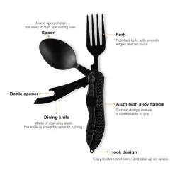 The Outdoor Vault Camping-Werkzeuge|Camping Im Freien-4-in-1-Reiseutensilienset – Tragbares Besteckwerkzeug