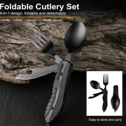 The Outdoor Vault Camping-Werkzeuge|Camping Im Freien-4-in-1-Reiseutensilienset – Tragbares Besteckwerkzeug