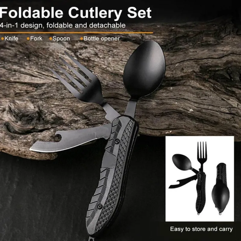 The Outdoor Vault Camping-Werkzeuge|Camping Im Freien-4-in-1-Reiseutensilienset – Tragbares Besteckwerkzeug