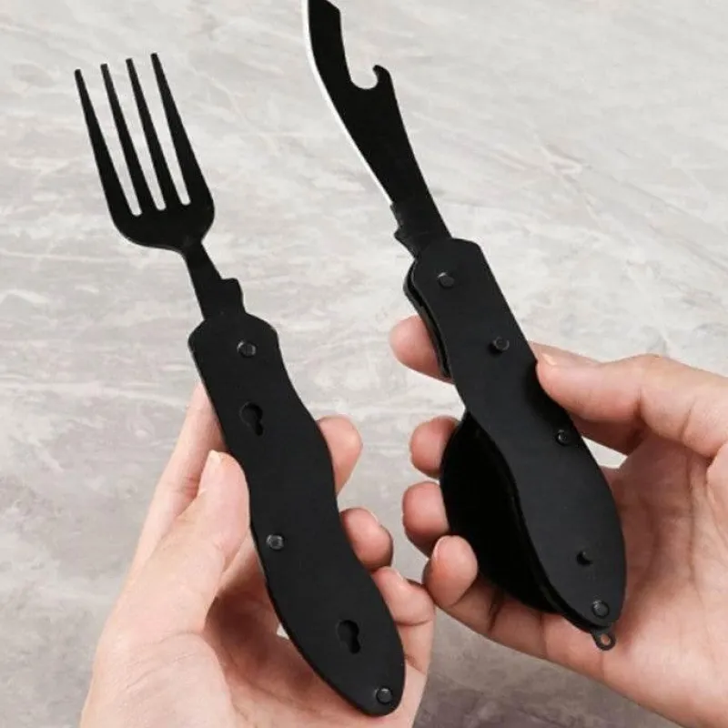 The Outdoor Vault Camping-Werkzeuge|Camping Im Freien-4-in-1-Reiseutensilienset – Tragbares Besteckwerkzeug