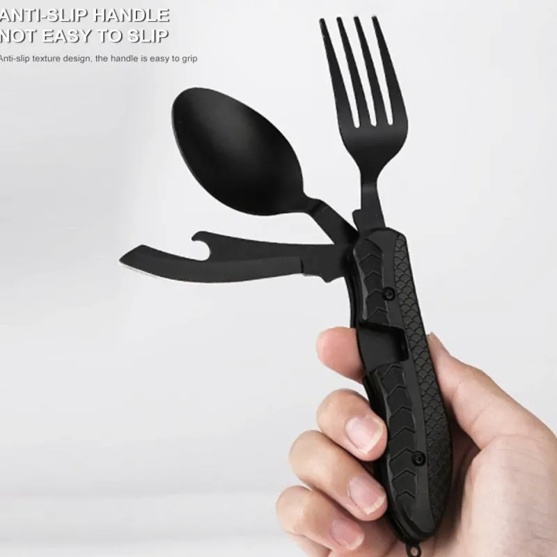 The Outdoor Vault Camping-Werkzeuge|Camping Im Freien-4-in-1-Reiseutensilienset – Tragbares Besteckwerkzeug