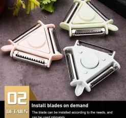 Deco Küche & Esszimmer-3-in-1-Rotationsschäler aus Edelstahl für Obst und Gemüse