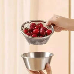 Decor Küche & Esszimmer-2-in-1-Siebset aus Edelstahl – Küchenkochwerkzeug