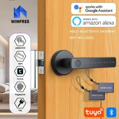Decor Gadgets Für Zuhause-Intelligentes Fingerabdruck-Türschloss – schlüsselloses Bluetooth, kompatibel mit Tuya Alexa Google Assistant