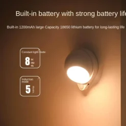 Comfort u0026 Style Beleuchtung-Intelligentes Nachtlicht – 360° drehbare, wiederaufladbare Lampe mit Körpersensor