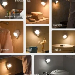 Comfort u0026 Style Beleuchtung-Intelligentes Nachtlicht – 360° drehbare, wiederaufladbare Lampe mit Körpersensor