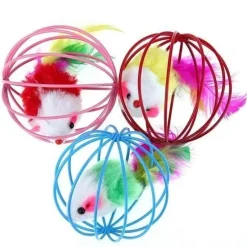 TailTrend Haustierzubehör|Haustierspielzeug-Interaktive Katzenfederbälle – Hohlspielzeug für Kätzchen