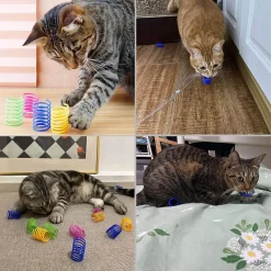 TailTrend Haustierspielzeug-Interaktive Katzenspielzeugbälle – 12-teiliges buntes Federset für spannende Spielstunden