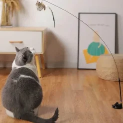 TailTrend Haustierspielzeug-Interaktiver Katzenspielzeug-Stab mit Federn – spannendes Spielzeug für Hauskatzen