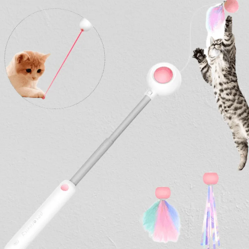 Furendo Haustierzubehör|Reinigungswerkzeuge Für Haustiere-Interaktiver Katzen-Teaser-Stick – Spannendes Spaßspielzeug für Katzen