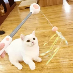 Furendo Haustierzubehör|Reinigungswerkzeuge Für Haustiere-Interaktiver Katzen-Teaser-Stick – Spannendes Spaßspielzeug für Katzen
