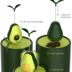 TailTrend Haustierspielzeug-Interaktives Avocado-Wackler-Katzenspielzeug – Spannender 3-in-1-Spaß für Ihren Stubentiger