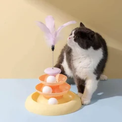 TailTrend Haustierspielzeug-Interaktives Katzen-Drehteller-Spielzeug – Drehender Spielspaß