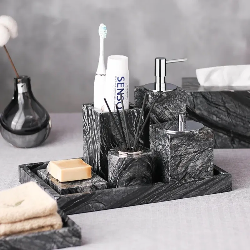 The Bath Nook Badezimmer-Isabella Marmor Badezimmer-Accessoires-Set – Elegante Badezimmerdekoration