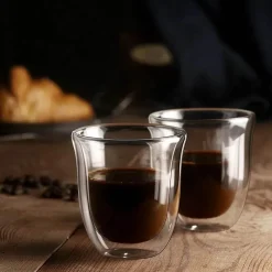 Plates u0026 More Küche & Esszimmer-Isolierte doppelwandige Glasbecher – 5-teiliges Tee- und Kaffeetassen-Set, 150 ml