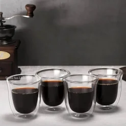 Plates u0026 More Küche & Esszimmer-Isolierte doppelwandige Glasbecher – 5-teiliges Tee- und Kaffeetassen-Set, 150 ml