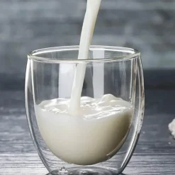 Tom Küche & Esszimmer-Isolierte doppelwandige Kaffeetasse aus Glas – Trinkgeschirr für heiße und kalte Getränke