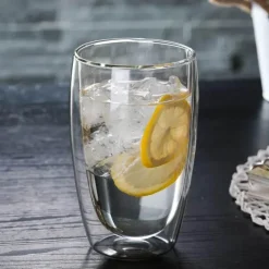 Tom Küche & Esszimmer-Isolierte doppelwandige Kaffeetasse aus Glas – Trinkgeschirr für heiße und kalte Getränke