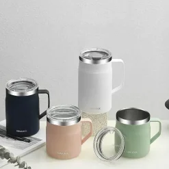 Tom Küche & Esszimmer-Isolierter Kaffeebecher aus Edelstahl mit Deckel, reisefreundliches Design