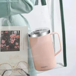 Tom Küche & Esszimmer-Isolierter Kaffeebecher aus Edelstahl mit Deckel, reisefreundliches Design