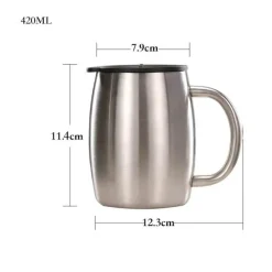 Tom Küche & Esszimmer-Isolierter Reisebecher aus Edelstahl – 420 ml Becher mit Deckel für das Homeoffice
