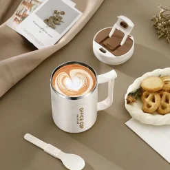 Tom Küche & Esszimmer-Isolierter Reisebecher aus Edelstahl mit Henkel – doppelwandiger Kaffeebecher für heiße und kalte Getränke