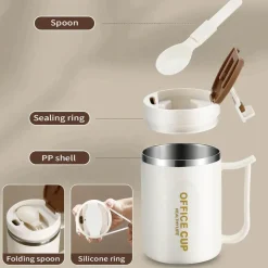 Tom Küche & Esszimmer-Isolierter Reisebecher aus Edelstahl mit Henkel – doppelwandiger Kaffeebecher für heiße und kalte Getränke