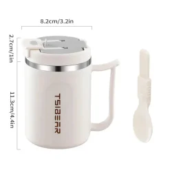 Tom Küche & Esszimmer-Isolierter Reisebecher aus Edelstahl mit Henkel – doppelwandiger Kaffeebecher für heiße und kalte Getränke