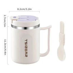 Tom Küche & Esszimmer-Isolierter Reisebecher aus Edelstahl mit Henkel – doppelwandiger Kaffeebecher für heiße und kalte Getränke